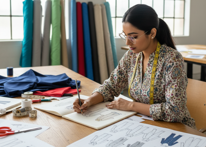 Designer sketching uniforms